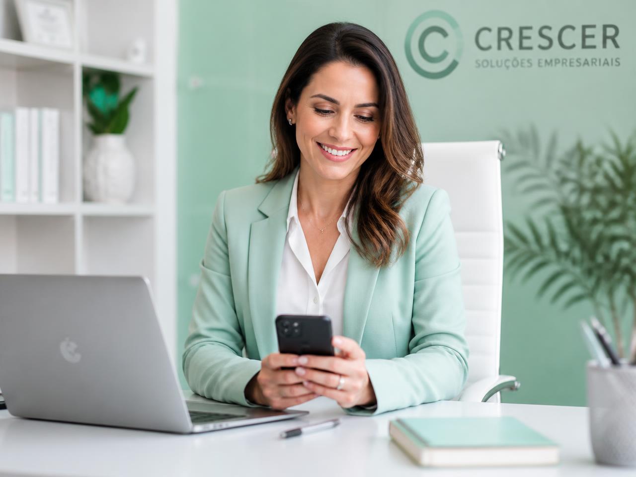 Gestora utilizando o WhatsApp para atendimento comercial